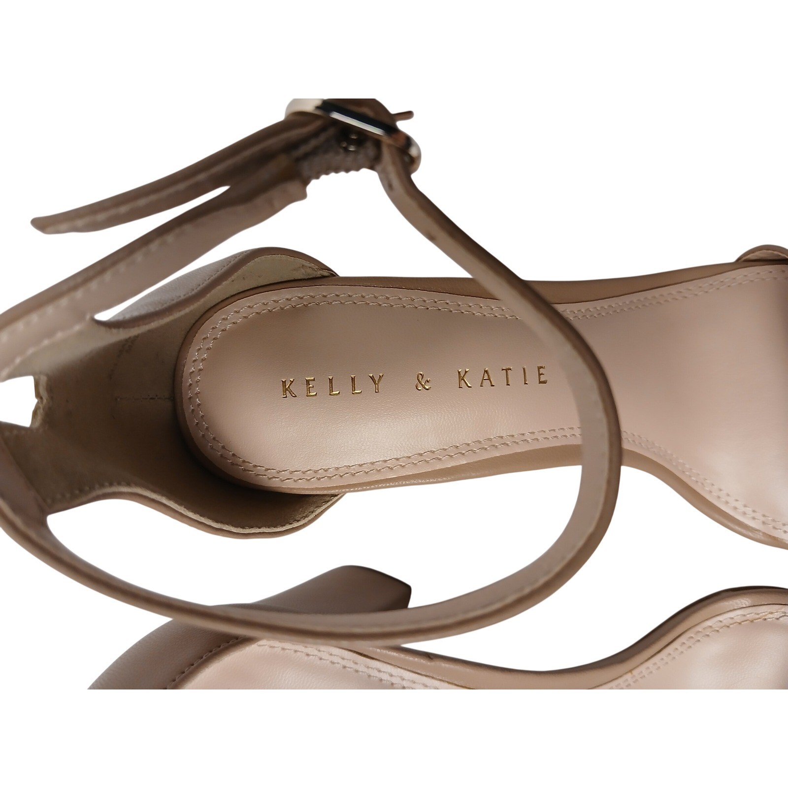 Kelly & Katie Womens Nude Tan Ankle Strap Block Heel Sandals Size 7.5 M SPN471