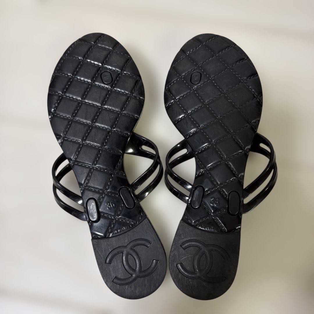 CHANEL Camellia Sandals Size 36 23cm Beach Footwear Excellent Condition