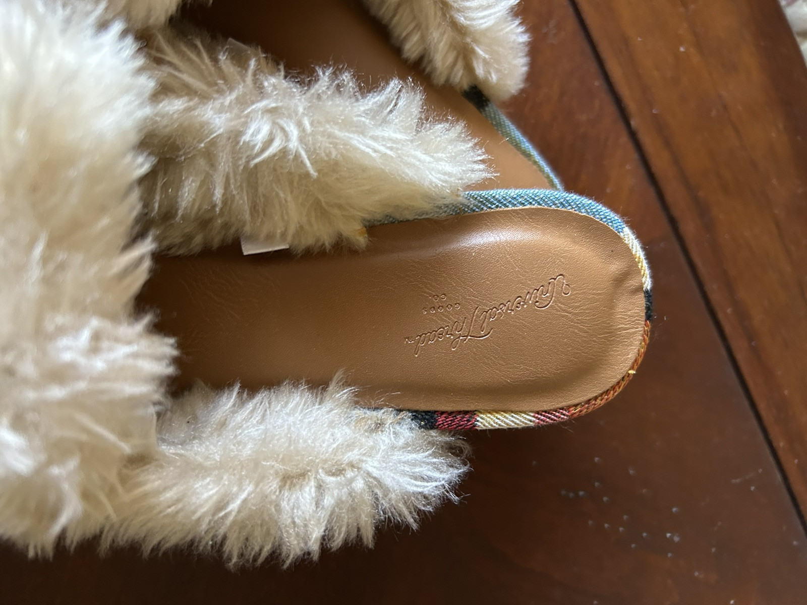 Universal Thread faux fur lined chevron mules shoes 6.5 bibiana rainbow