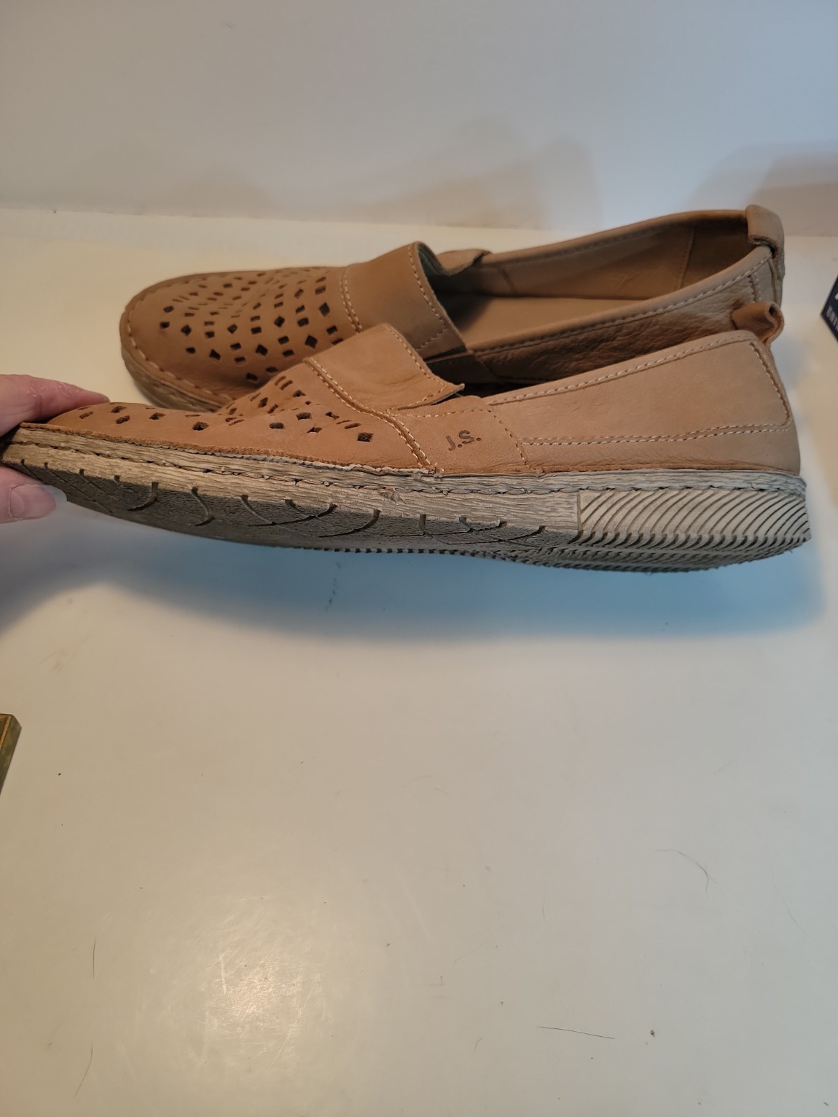 Josef Seibel Sofie 27 Womens Leather Slip-On Shoes Creme Size 8 Us 39 Eu Cutout