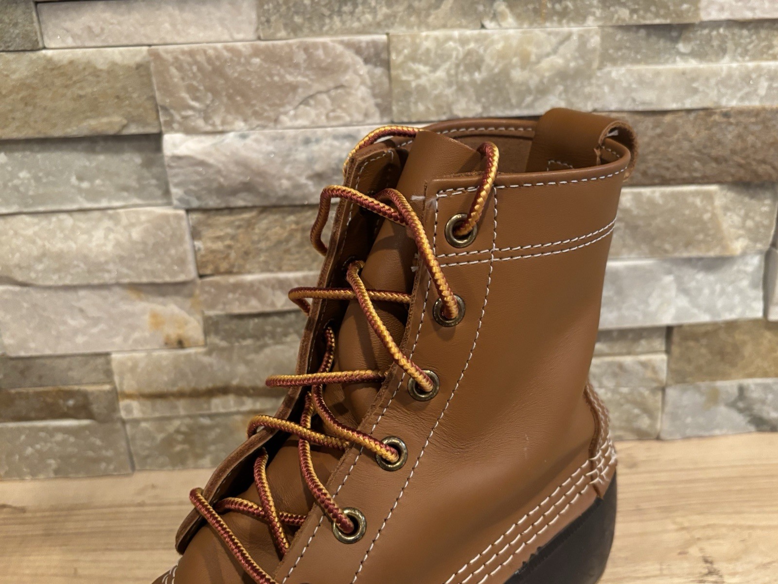 LL BEAN Boot Women’s Waterproof Duck Size 9 Brown 8″ Leather USA Made Nice Con