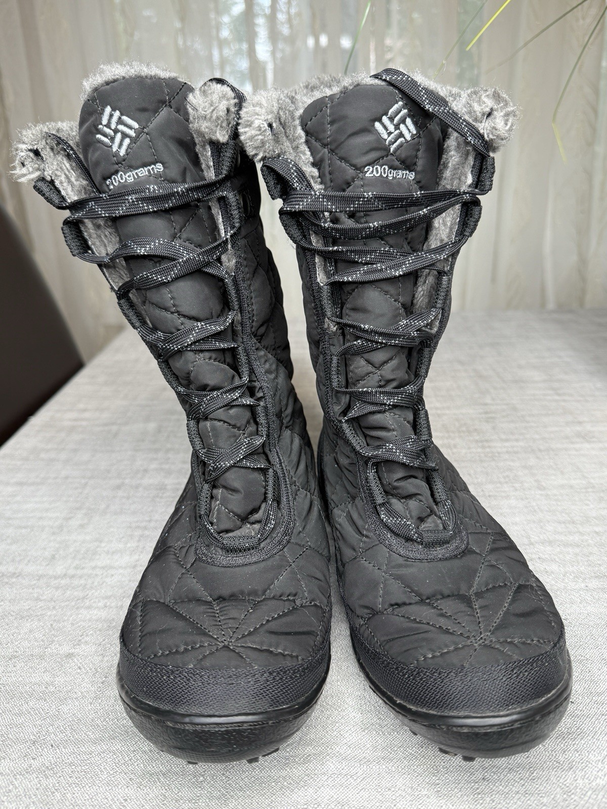 Columbia Omni-Heat Waterproof Winter Snow Boots Women’s US 5 Black Faux Fur