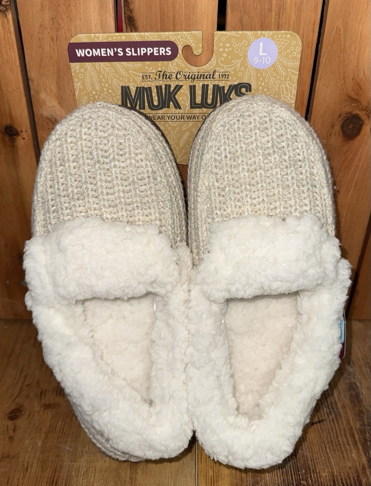 MUK LUKS Women’s Anais Moccasin Slippers Oatmeal Sz 9