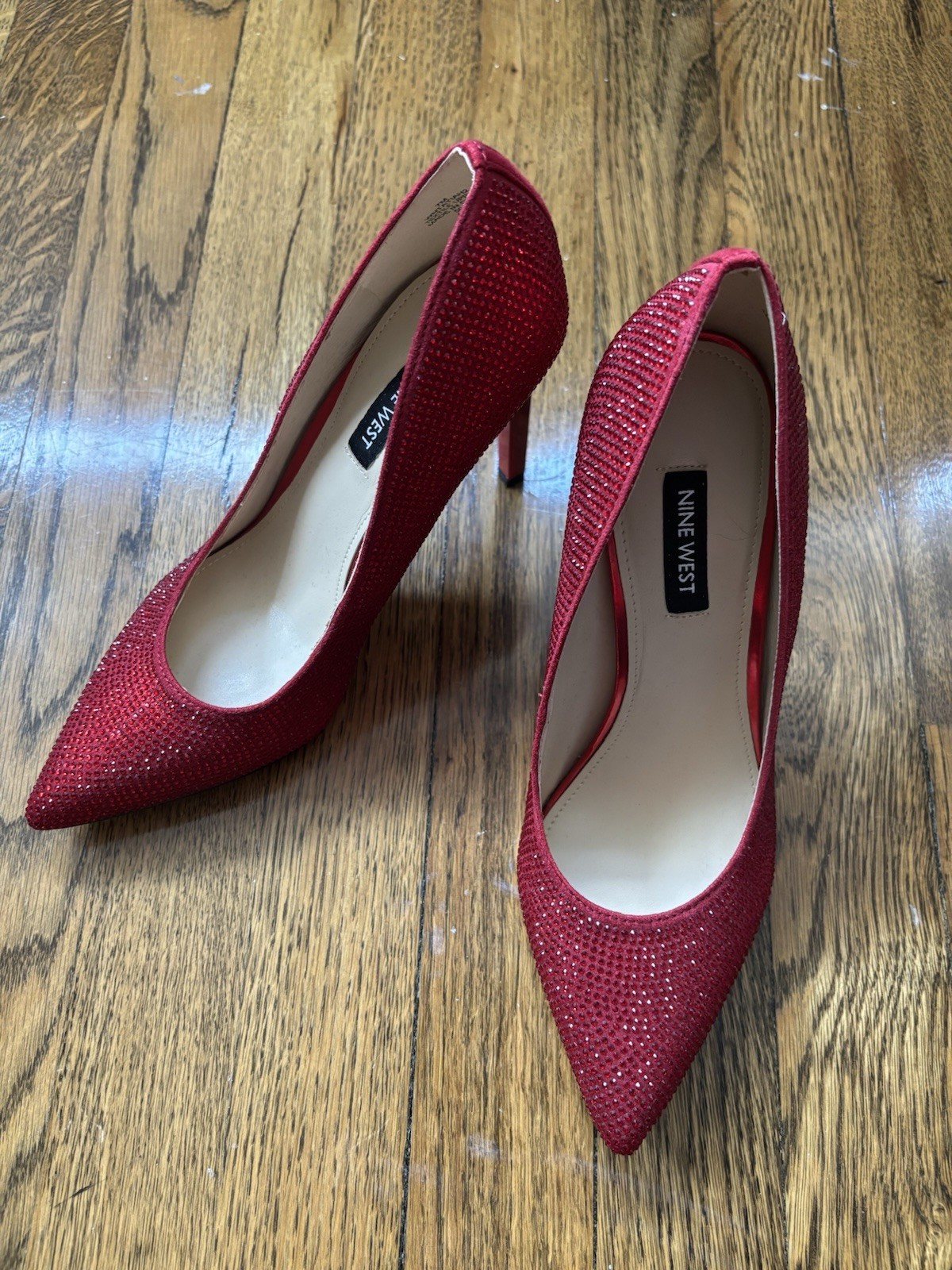 Nine West Red Rhinestone Crystal Heels. Size 7. Never worn.