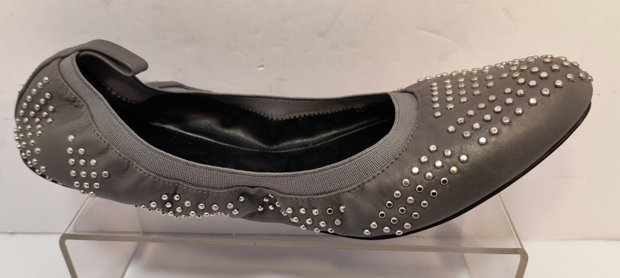 See By Chloe Gray Leather Studded Stretch Ballet Flatsd Women’s Size 40 U.S. 10
