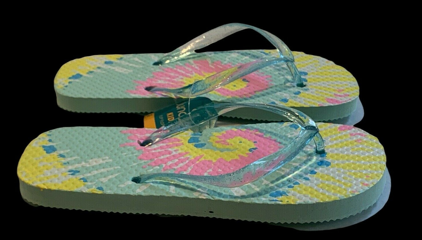 Juncture Kids Flip Flops Thong Sandals Size L 2/3 Outdoor Beach Ty Dye Casual