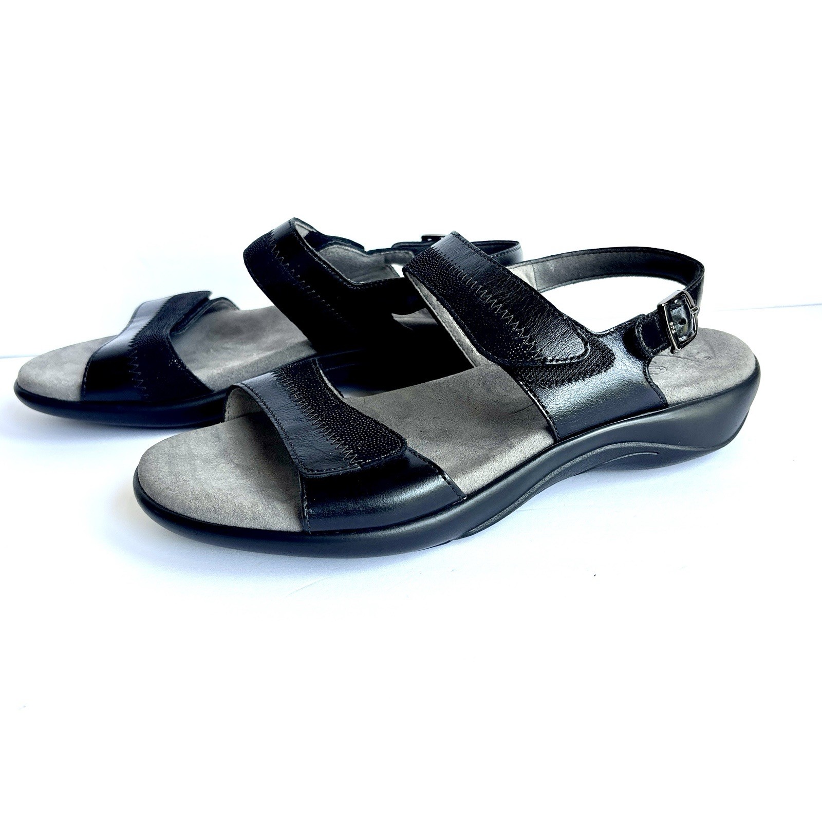 SAS Women’s Nudu Heel Sandals Black Comfort USA Made Casual Travel Sz 8.5 M