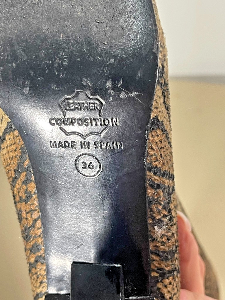 Vintage Y2K Zara Stretch Faux Snake Boots with Box Toe -EU 36-Made in Spain