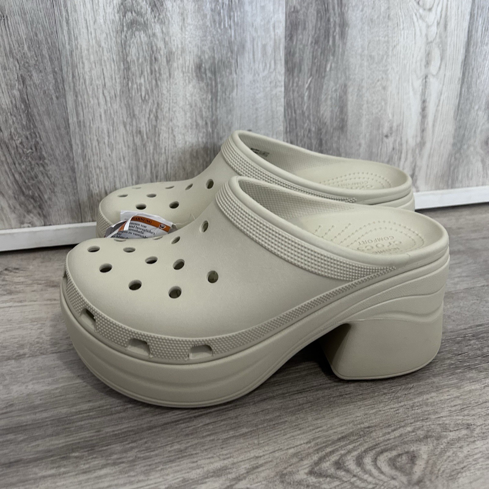 Crocs Siren Clogs Chunky Platform Heels Women 11 Bone Ivory Off White New