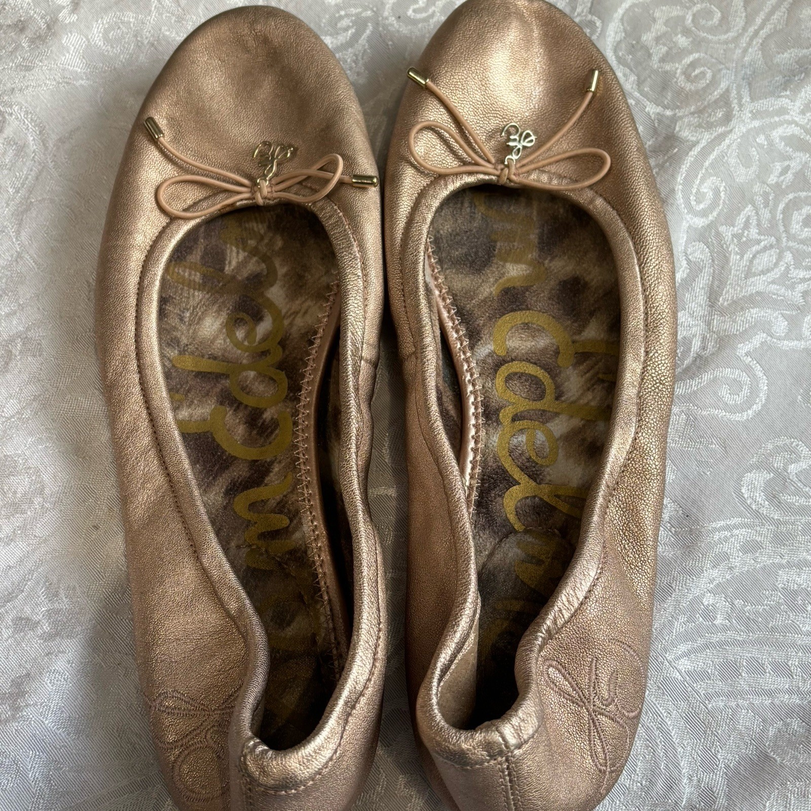 Sam Edelman Ballet Flats 8.5 Womens FELICIA Pink Champagne Color Leather VGC