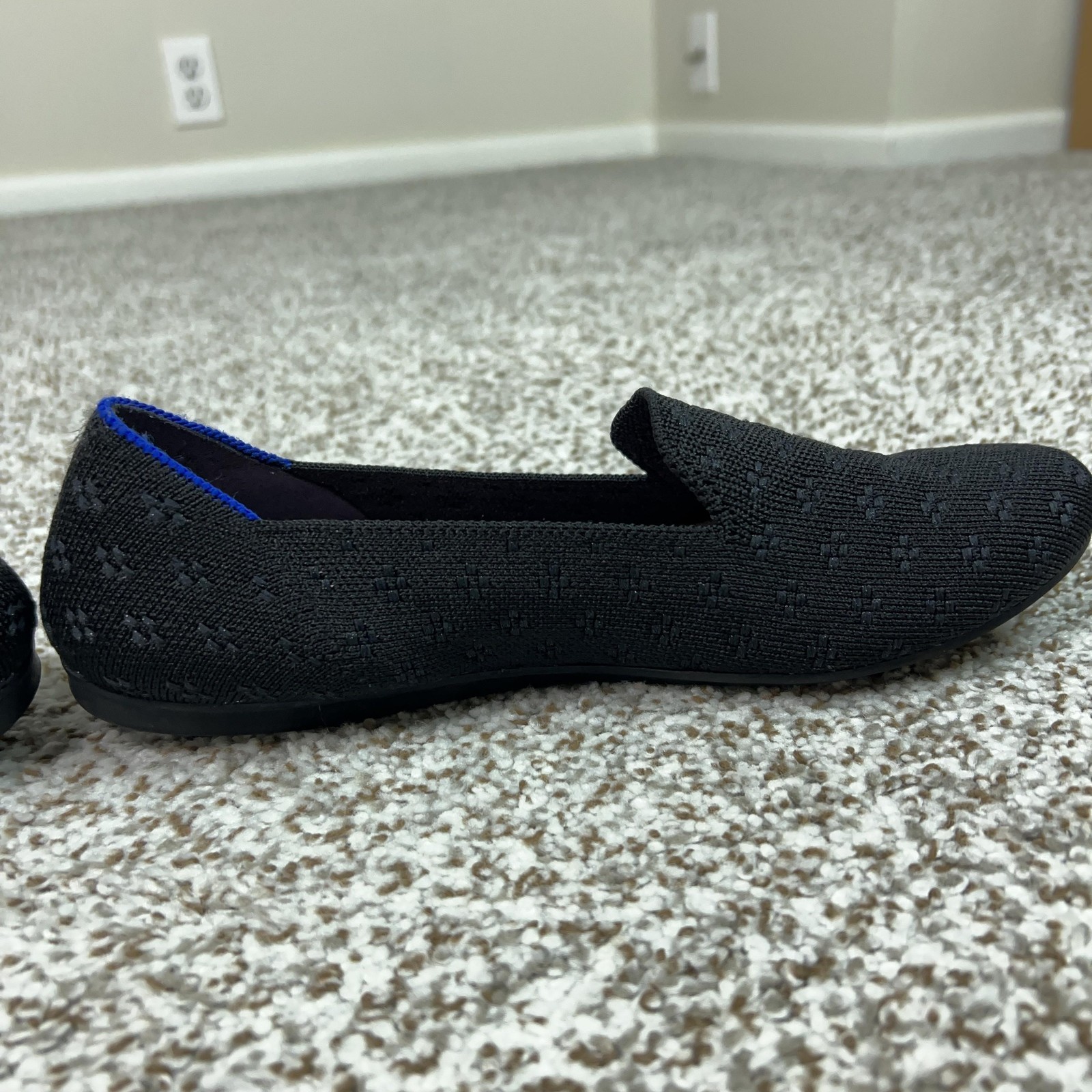 Rothys Shoes Womens Size 8.5 Black The Loafer Knit Flats Round Toe Casual Travel