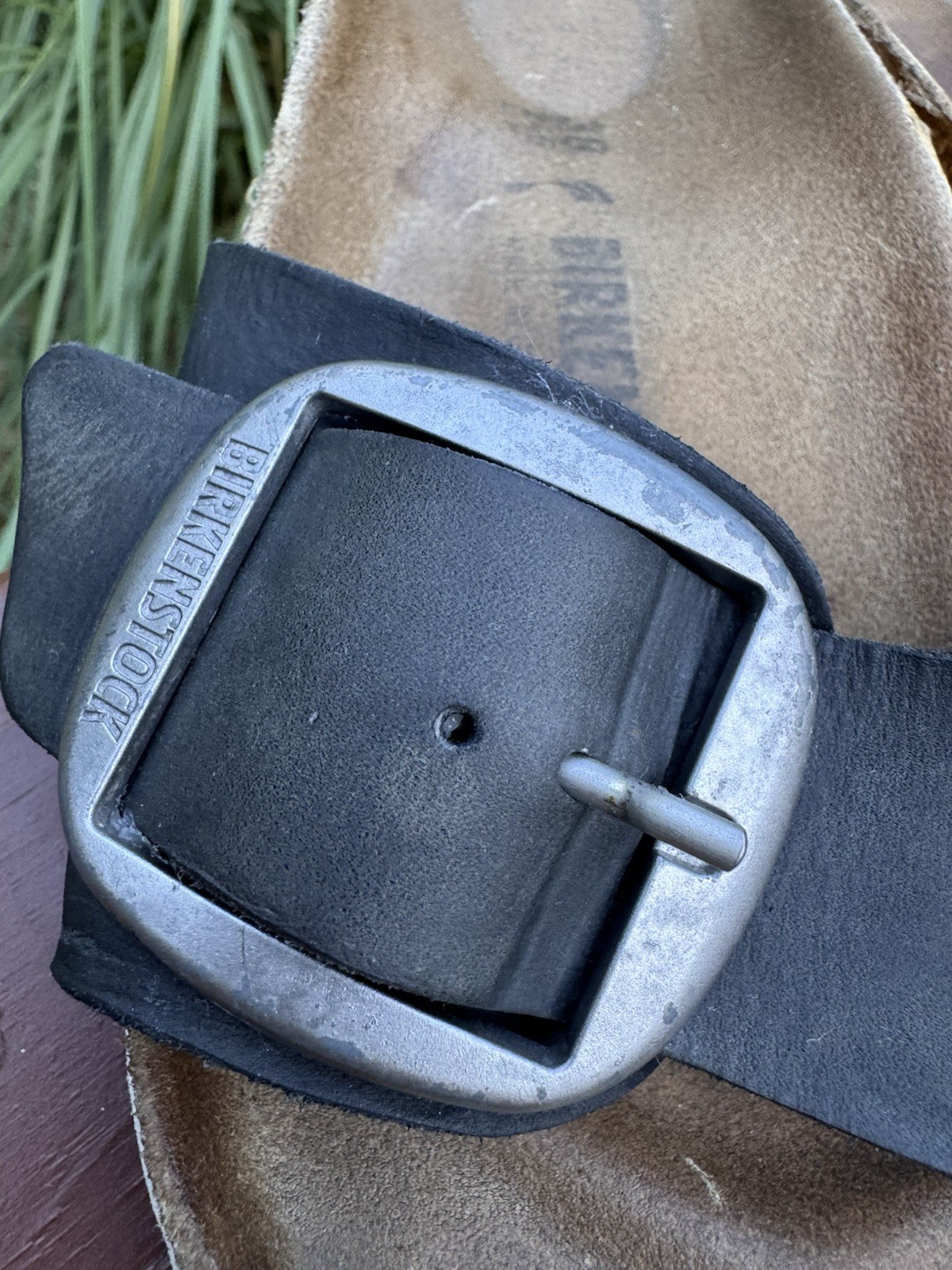 BIRKENSTOCK MADRID BIG BUCKLE SLIDE SANDALS BLACK LEATHER SZ 7-7.5US/ 38EU