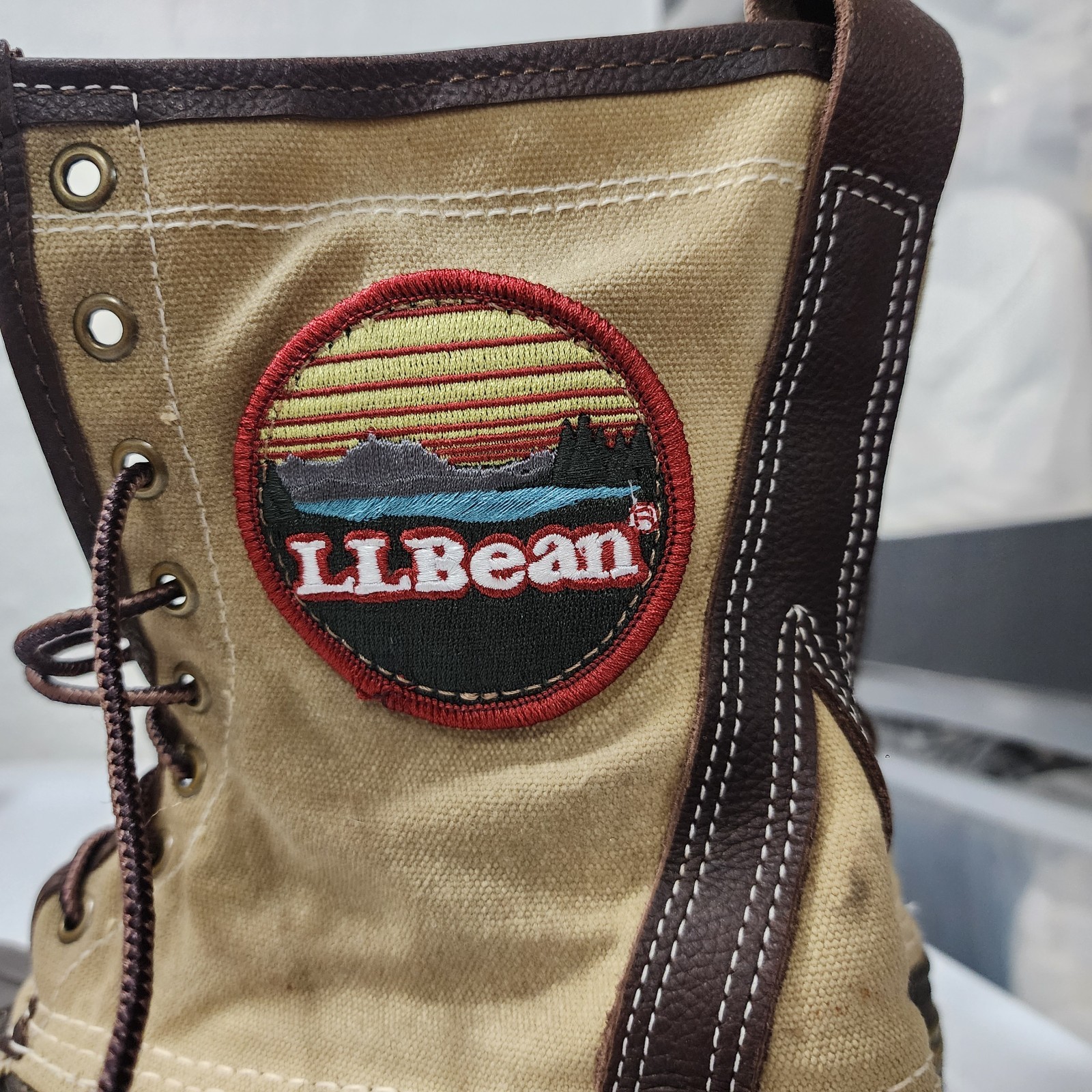 L.L. Bean Original Bean Boot Patch Waxed-Canvas Duck Hunting 10in Brown Maine 9M