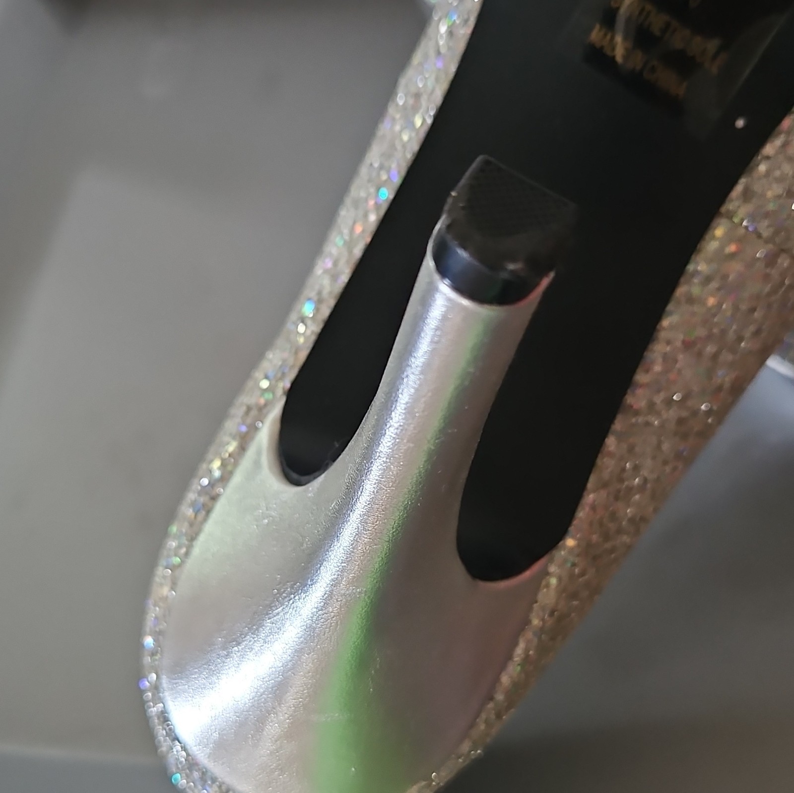 Dyeables Silver Glitter Peep Toe Slip-On Pumps Women’s US 9 B Width