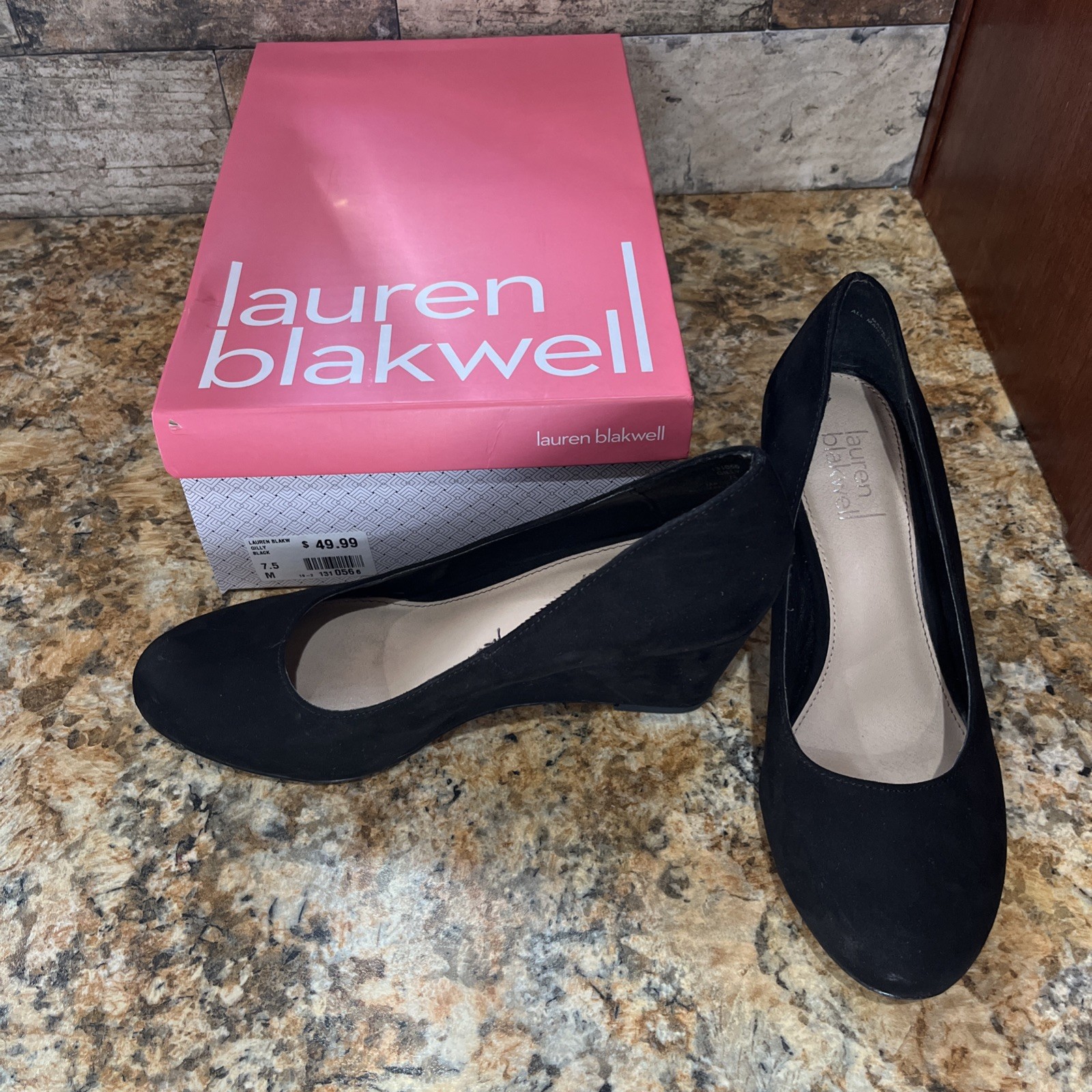 Lauren Blackwell Black Wedge Dress Shoe Women’s Size 7.5 2.5 in heels