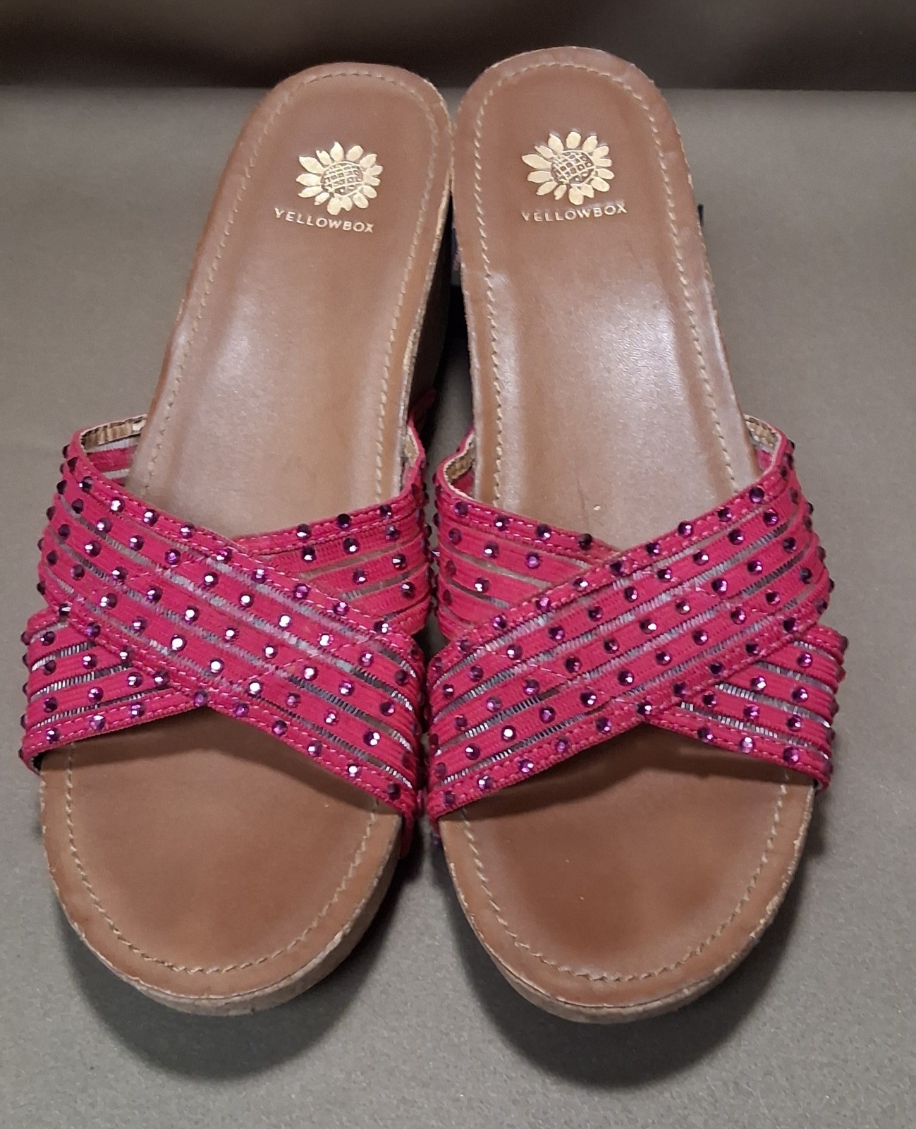 Pink Sophia Strappy Cork Platform Wedge Sandal Slides Size 10M