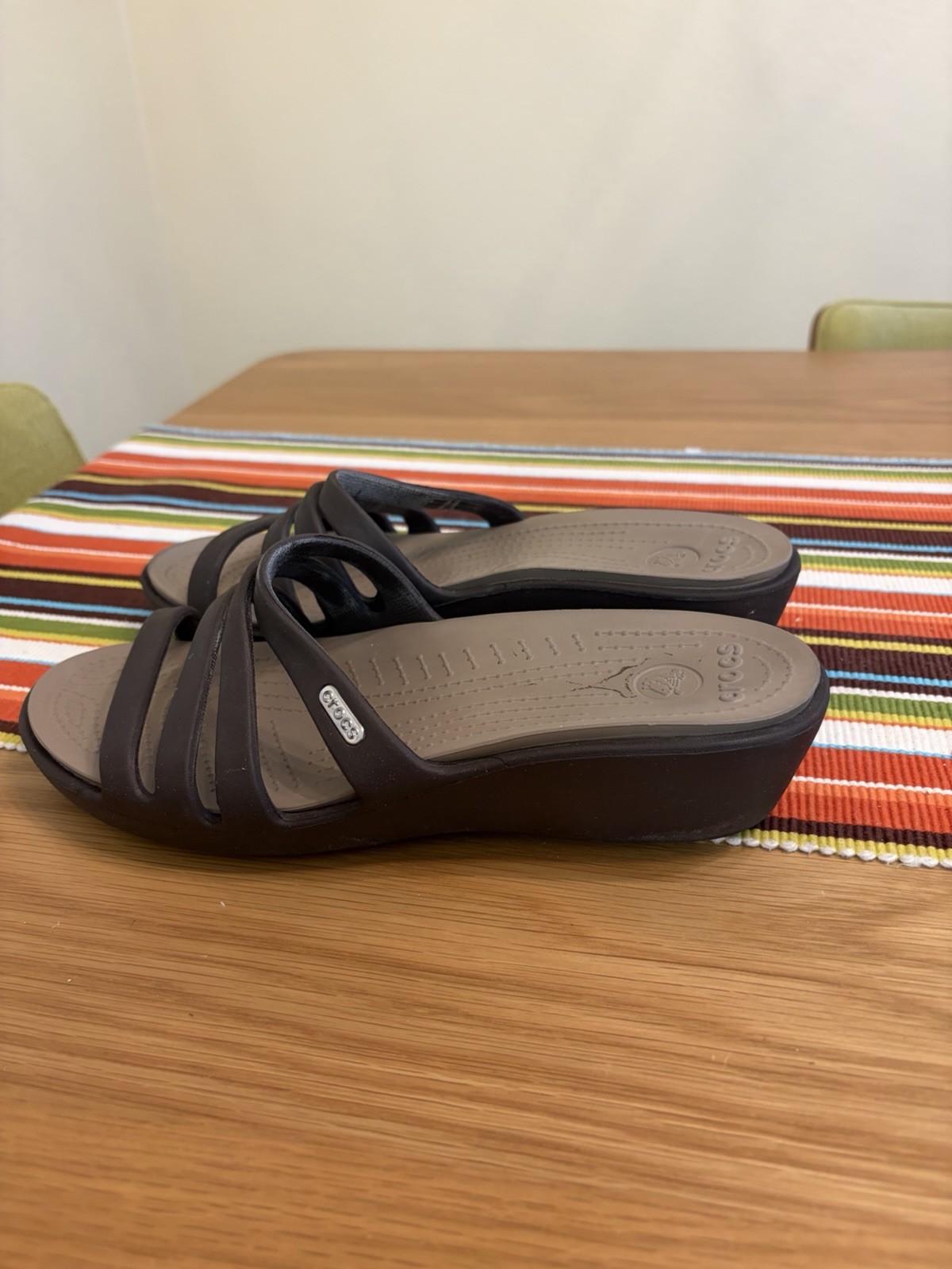 Crocs Rhonda Wedge Slide On Sandals Charcoal Women’s Size 8