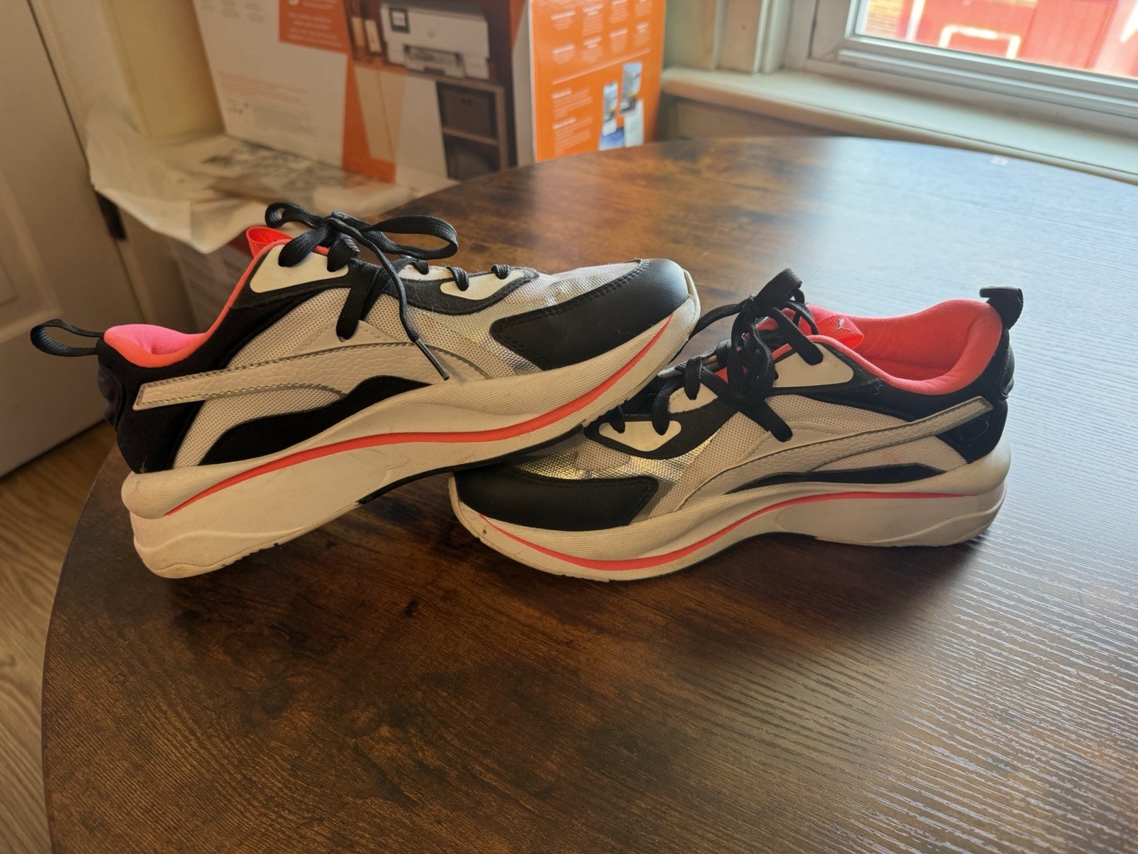 PUMA Women’s Athletic Sneakers White Black Pink Mesh Lace-Up Cushioned Running