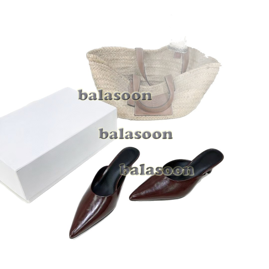 2026 Baotou semi-slipper pointed low heel women’s shoes fashion casual slippers