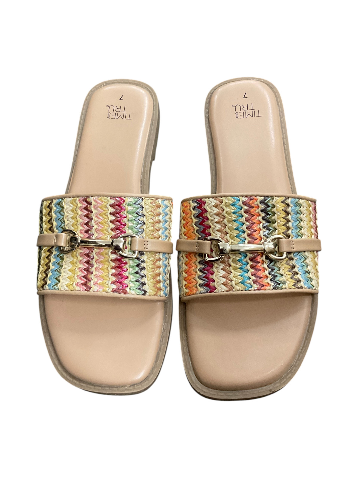 Time and Tru Women’s Multicolor Slide Sandals Size 7