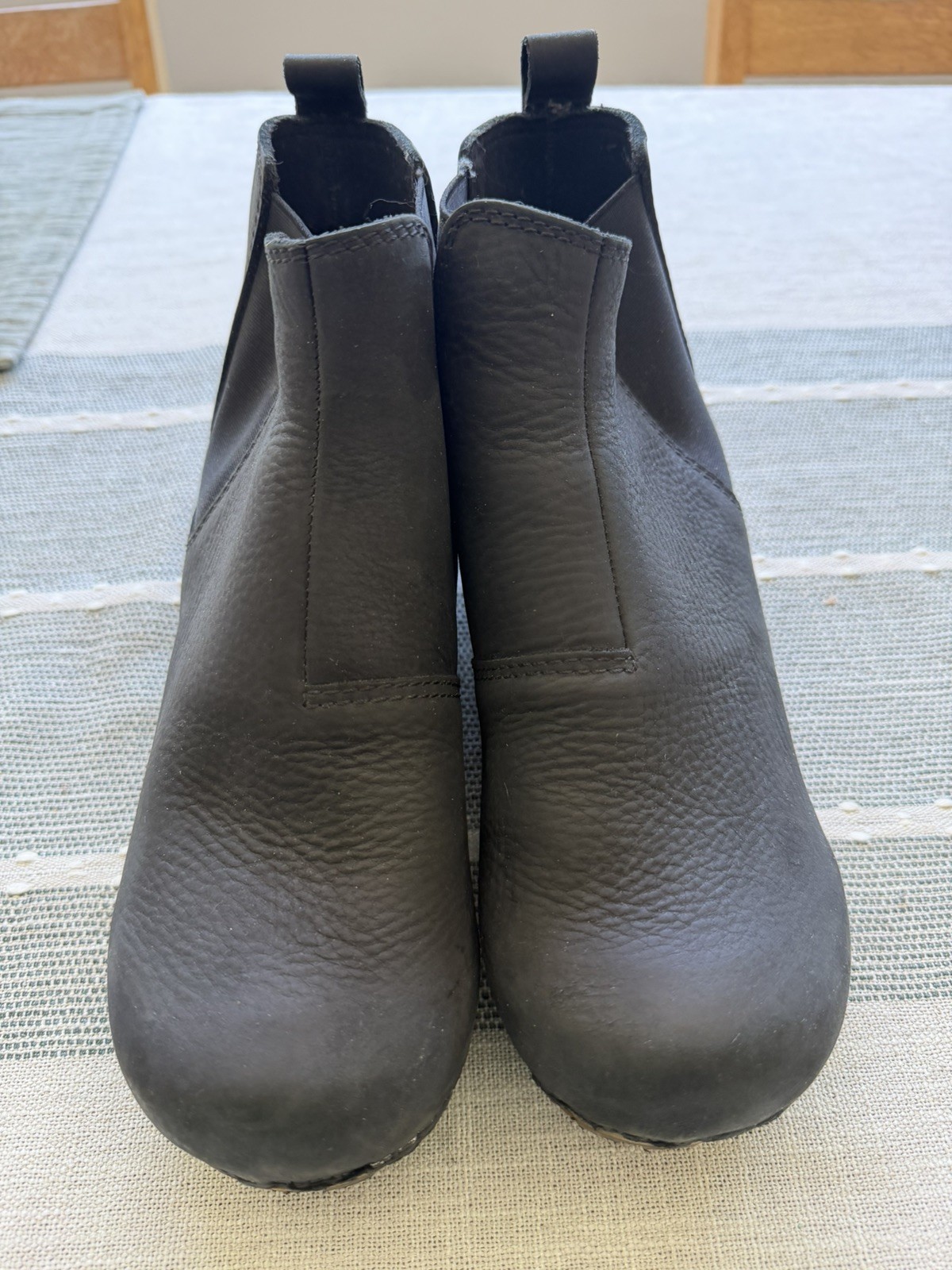 SANITA Hudson Wood Clog Boot Black Womens 7.5 EU 38 Nubuck Leather Chelsea