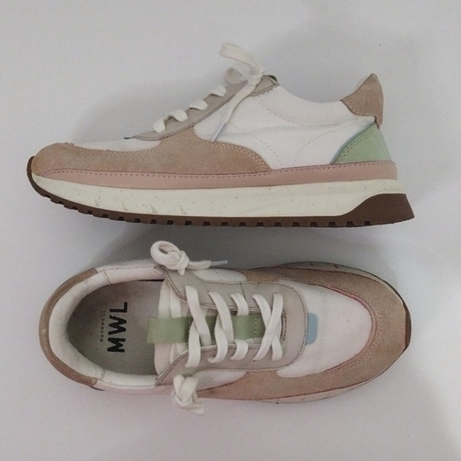 Madewell Women’s Kickoff Trainer Platform Pastel Colorblock Sneakers US 6.5