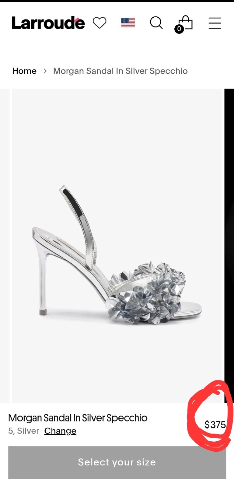 Womens Larroudé Morgan Sandals Silver Specchio Size 10 Stiletto Sling Back…