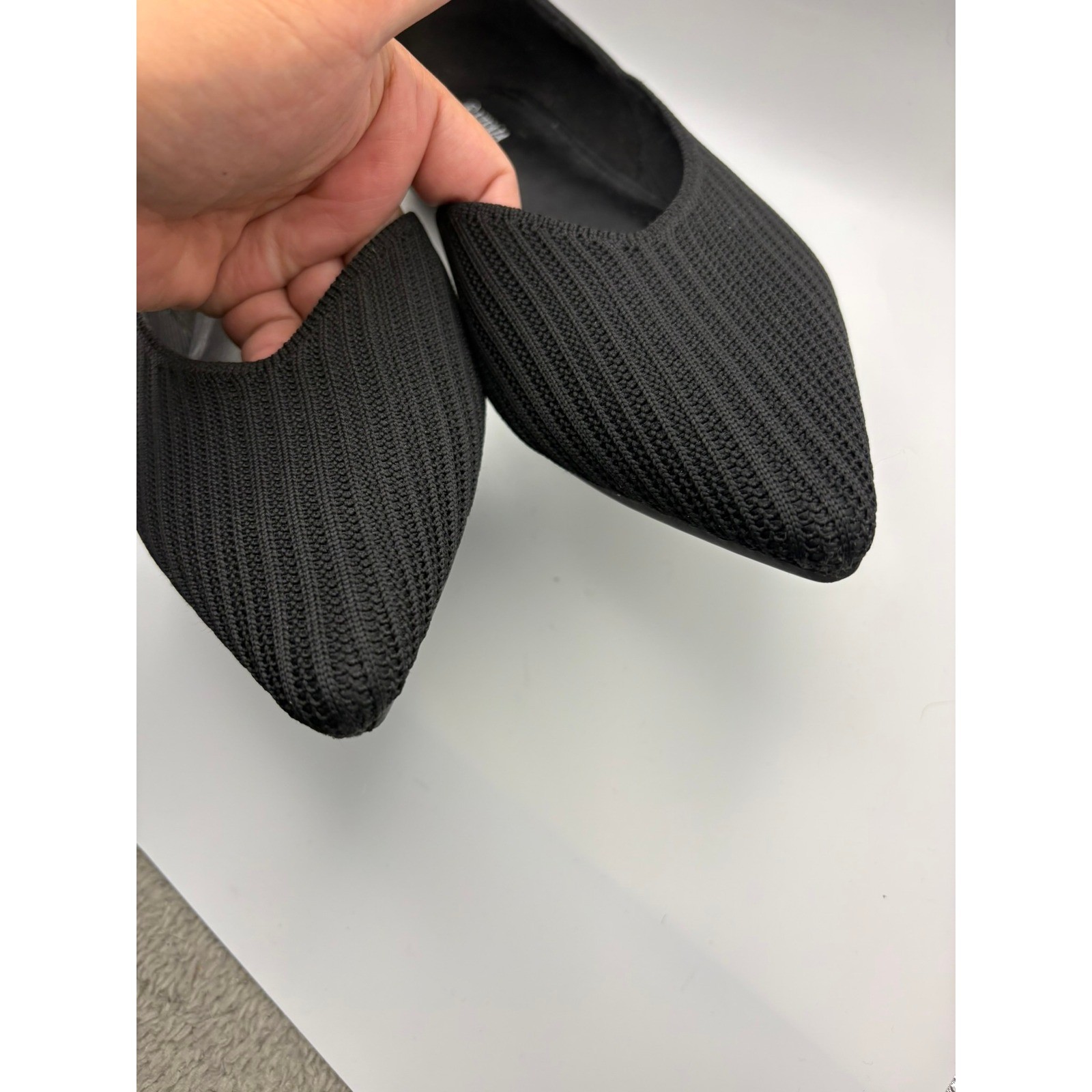 VIVAIA Aria Black Pointed Toe d’Orsay Knit Flats Women 43 Sustainable Shoes