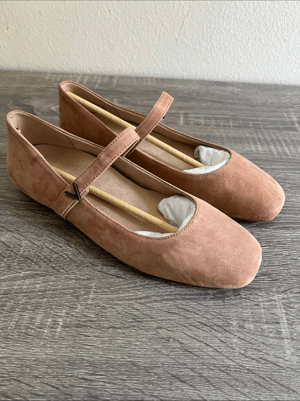 Vionic Alameda Mary Jane Flats Womens Blush Suede Square Toe Comfort Shoes 9.5