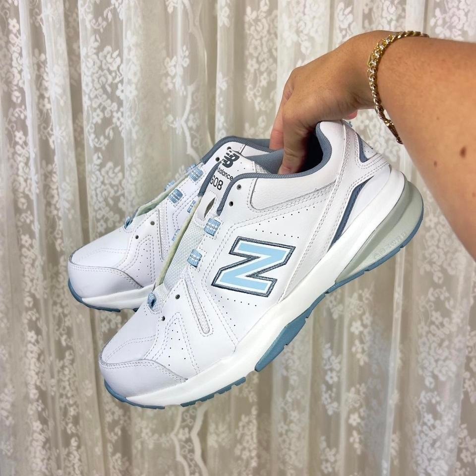 New Balance 608V5 Casual Comfort Cross Trainer Shoes Women 8.5 Men 7 White/Blue