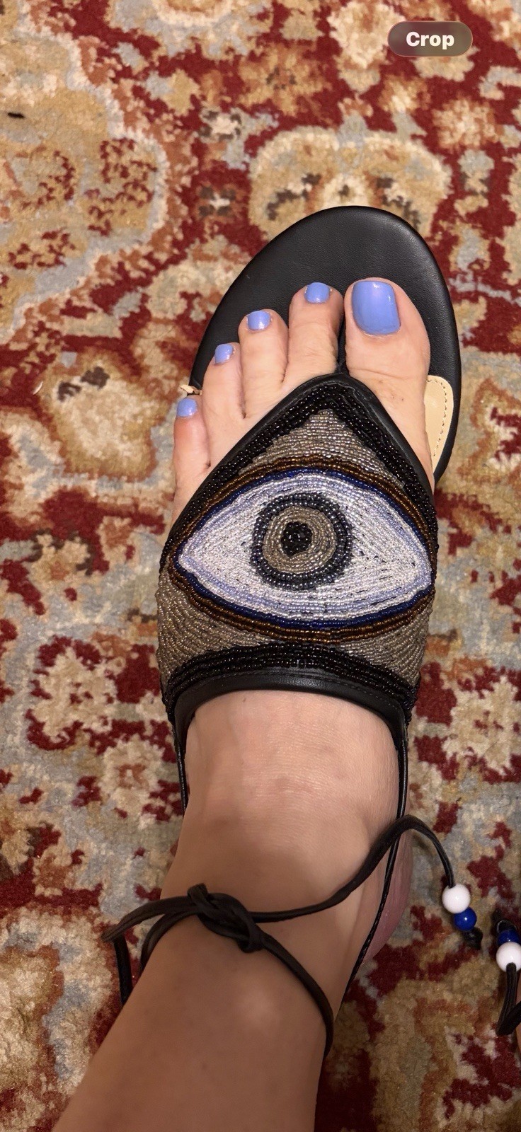 KATY PERRY Collections «The Lauren» Beaded Evil Eye Thong Sandal Ankle Tie 8