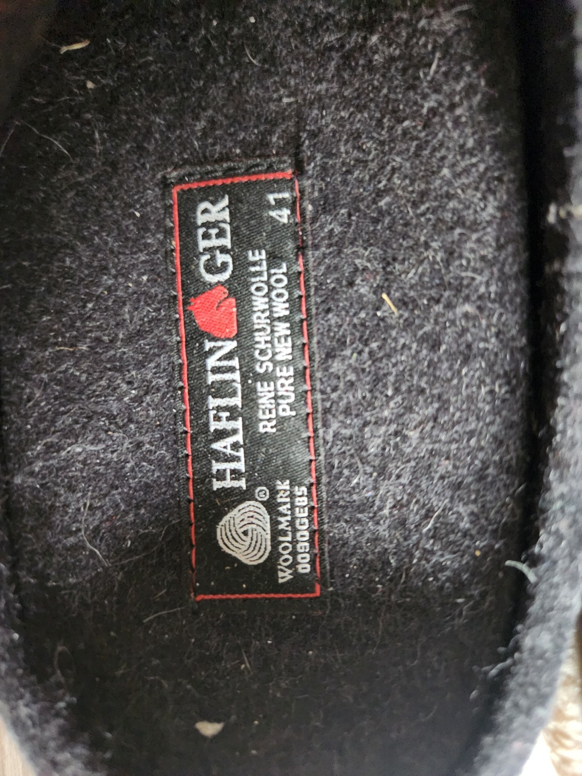 Haflinger 41, wool slipper, dark gray w light gray detail, rubber sole
