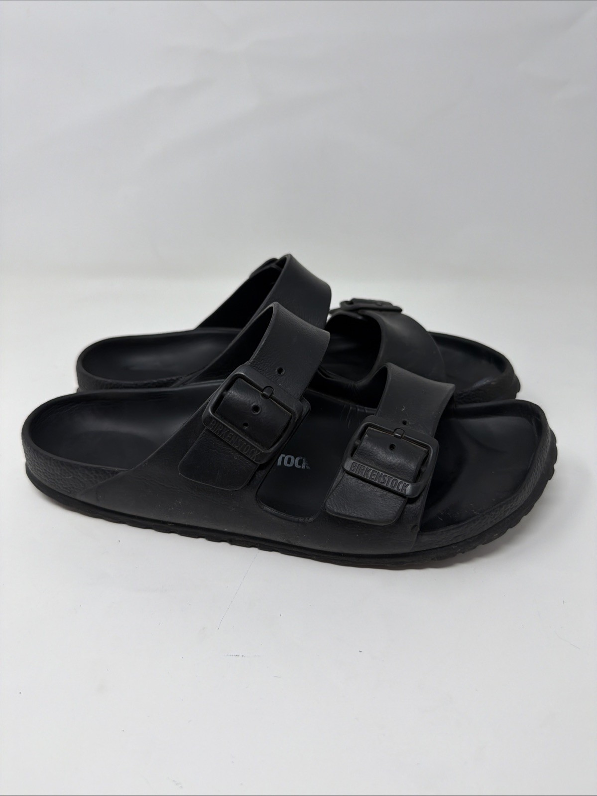 Birkenstock Arizona Eva Black Double Buckle Slides 40 Wom 9/Men 7 Narrow Sandals
