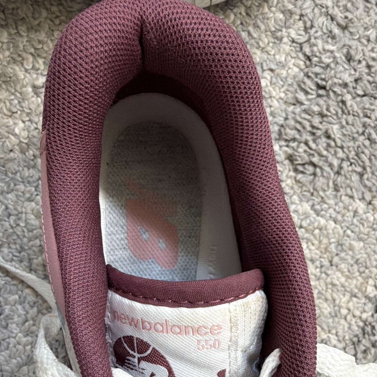 New Balance 550 Washed Burgundy Women’s Leather Low-Top Lace-Up Sneakers