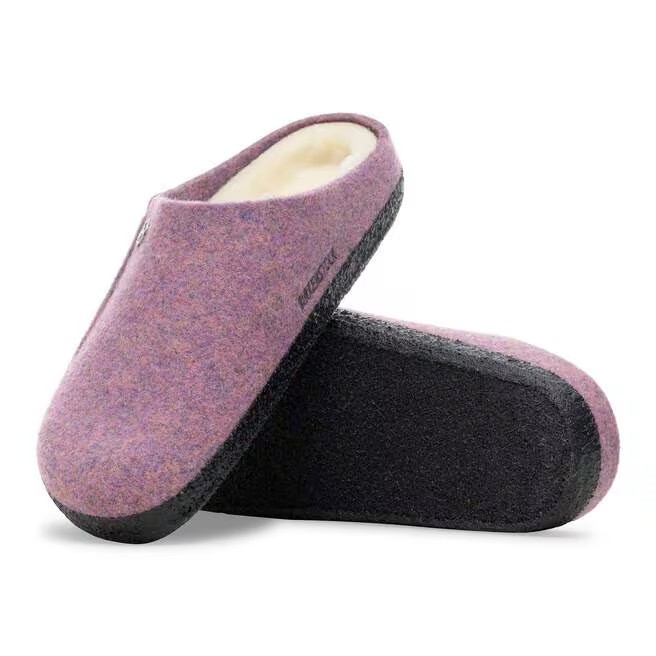BIRKENSTOCK ZERMATT SHEARLING MAUVE MEDIUM/NARROW WIDTH SLIPPERS PURPLE VIOLET W