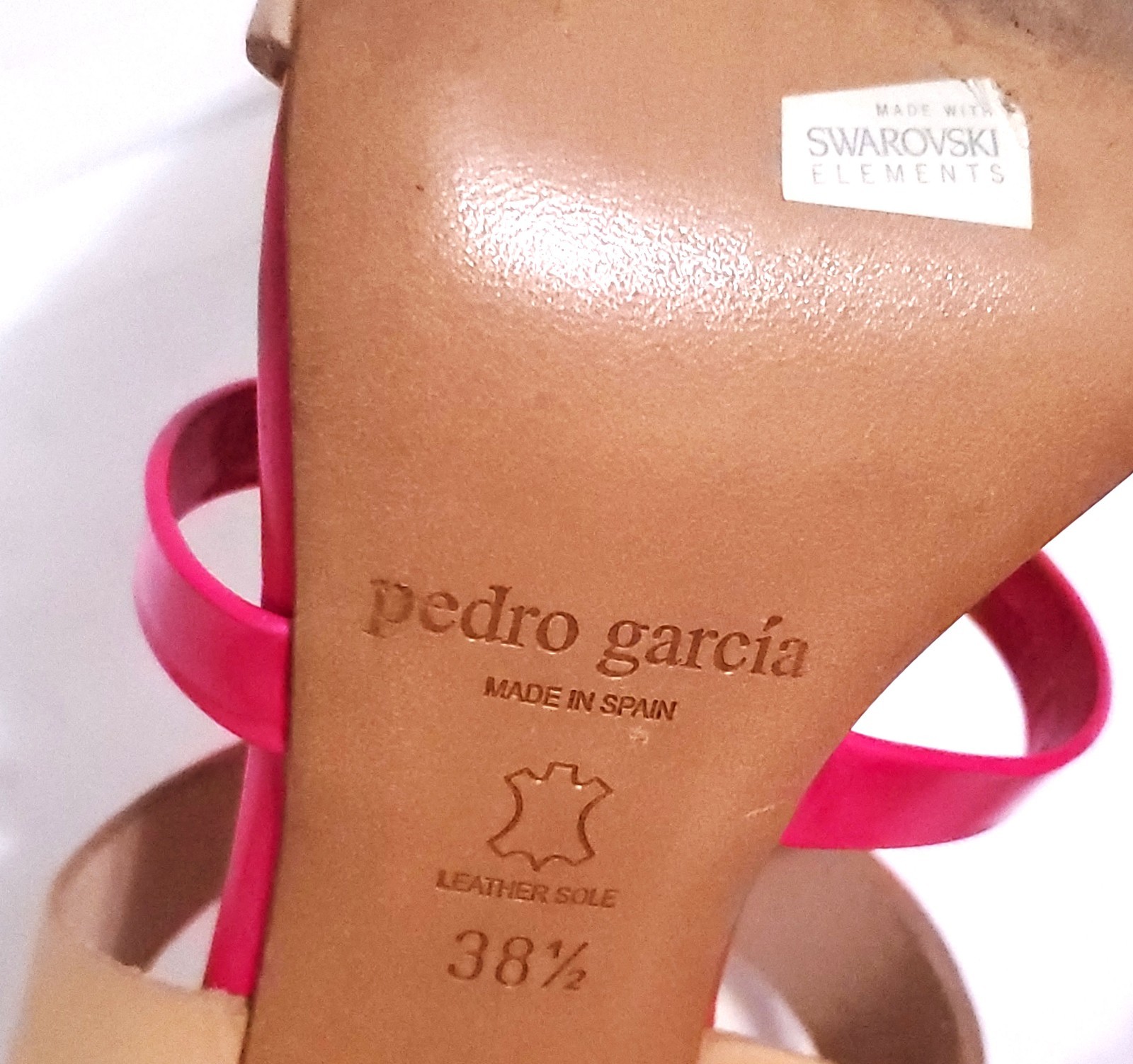 PEDRO GARCIA MIKA STILLETO PINK NEON PATENT LEATHER SANDAL 38.5 8.5 EXCELLENT