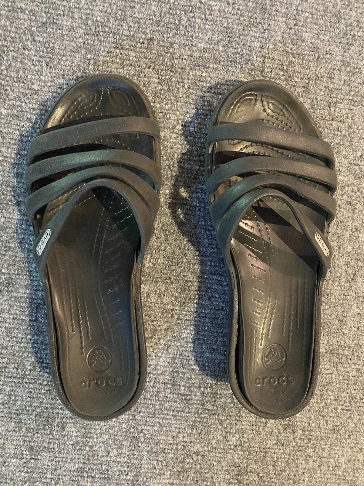 Crocs Rhonda Wedge Sandals Slip-On Strappy Slides Open Toe Black Women’s Size 6
