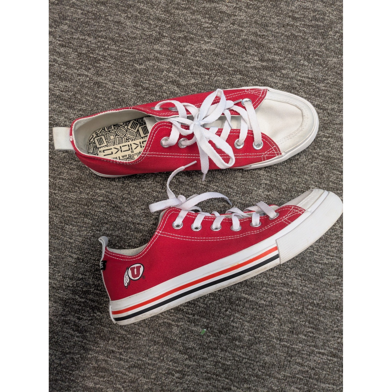 SKICKS Sneakers Women’s 8 Red University of Utah Utes Canvas Low Top Shoes