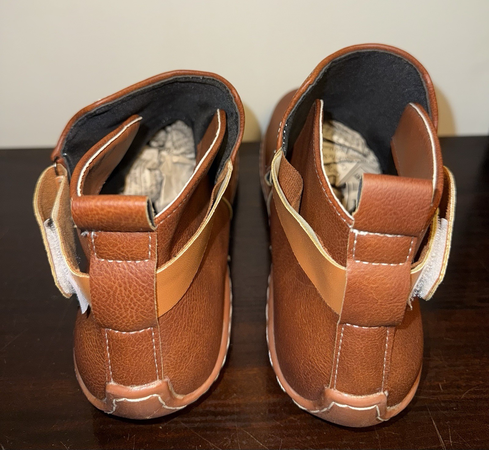 Faux Leather Ankle Boots Booties Women’s Brown Handmade (Size Not Marked)