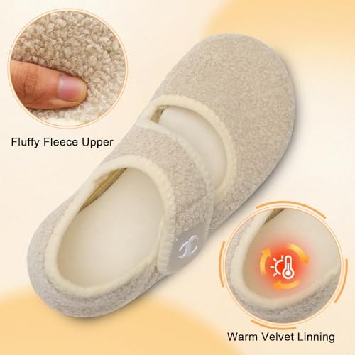Comfy House Slippers for Women & Men – Wide 9.5-10 Women/8-8.5 Men Beige