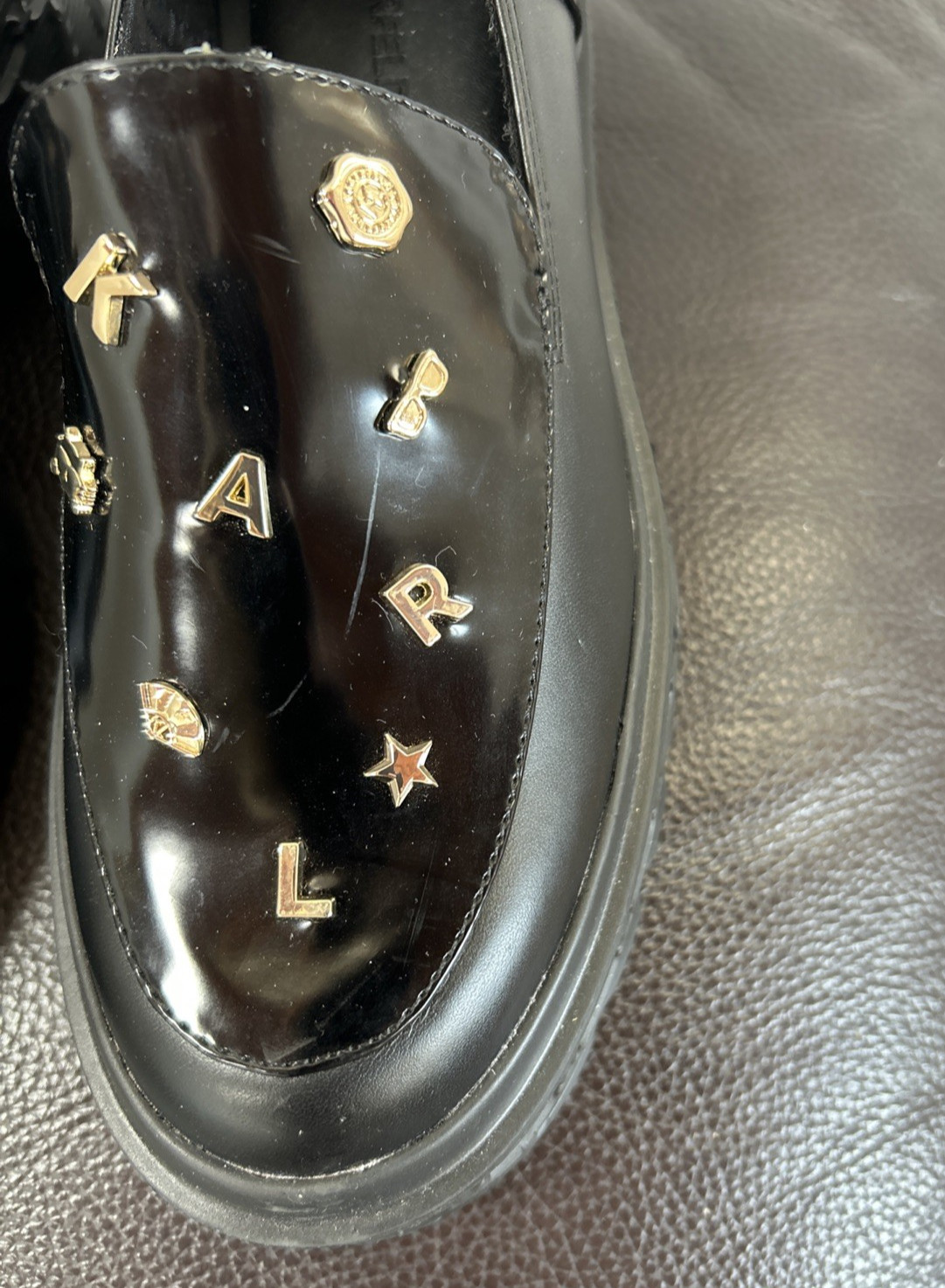 Karl Lagerfeld Paris «Lylah/G24» Lug Sole Studded Loafers Women’s 8M