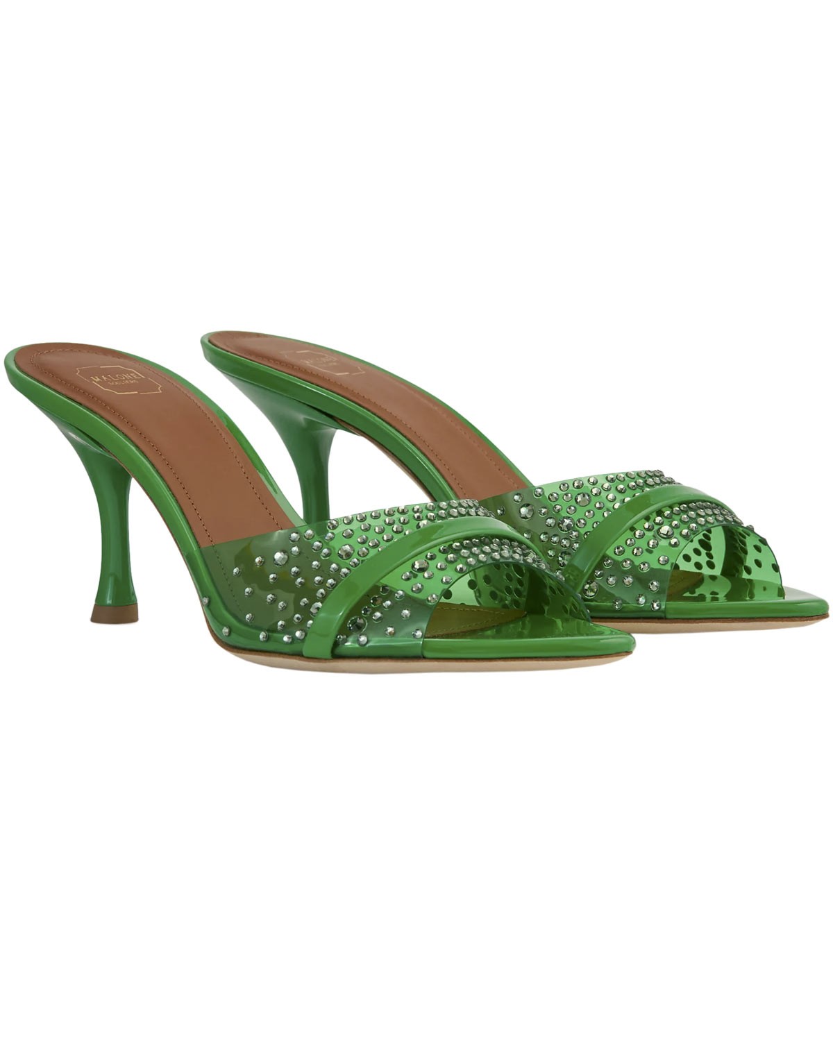 Malone Souliers Womens Julia Embellished PVC Mules 37 Green – NIB $725