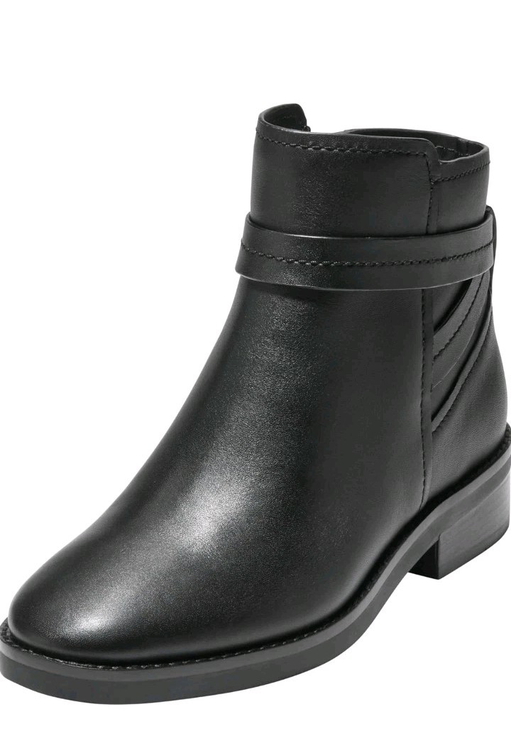 Cole Haan Rosalyn Women’s 6.5 Madeira Black Ankle Strap Boots Waterproof Zip