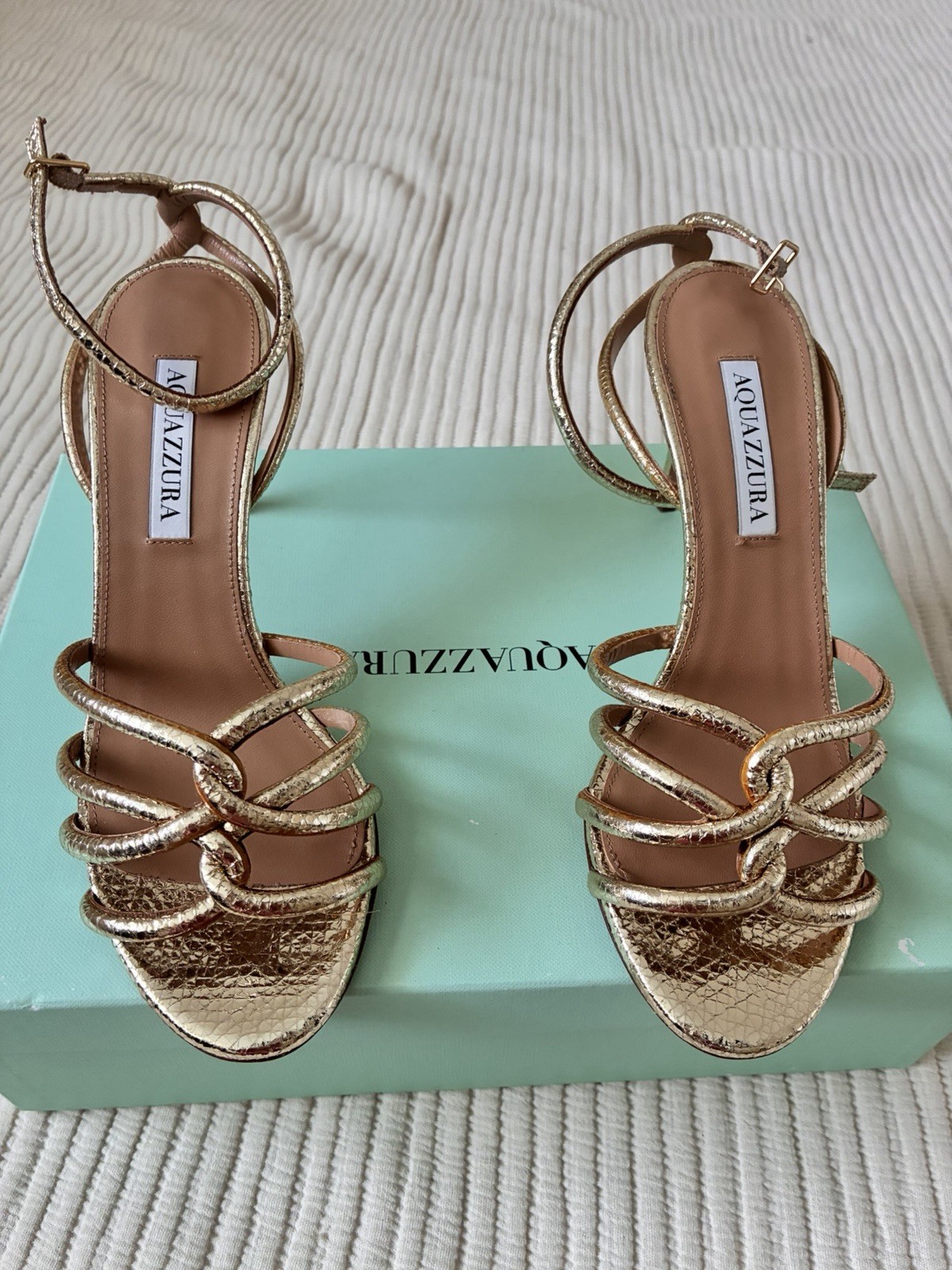 Aquazzura Moon Sandal Gold Sz 37 (6US)