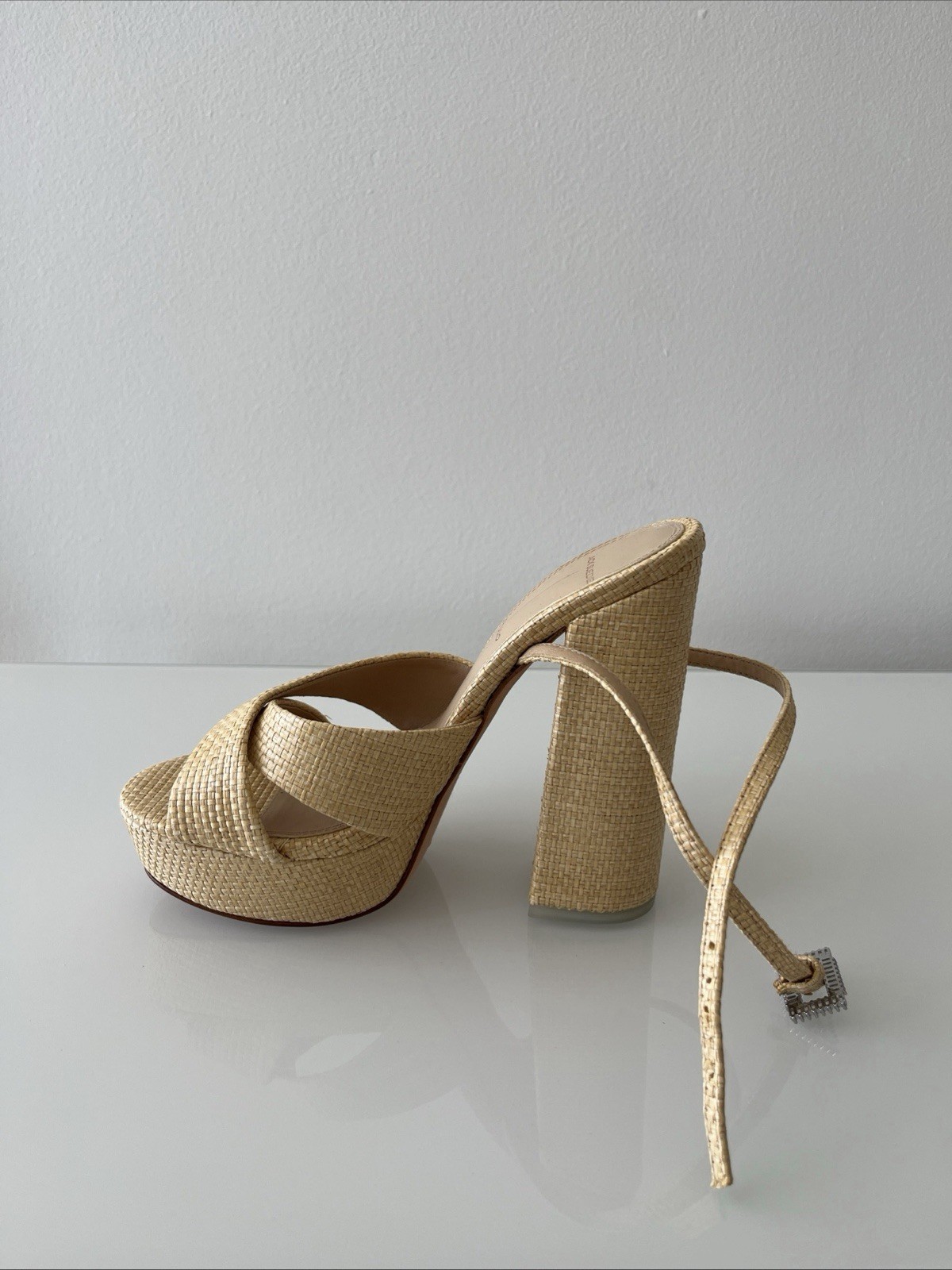 Black Suede Studio Raffia Platform Sandals