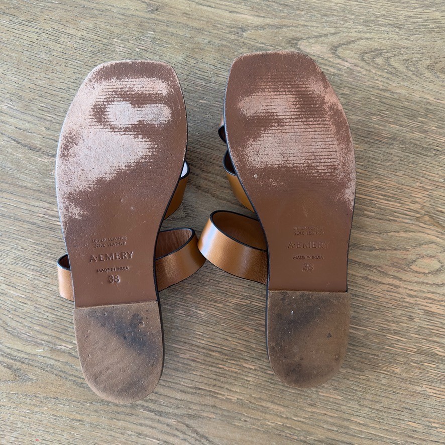 A. Emery Carter Minimalist Brown Full Grain Leather Sandals-Sz 38/US7-RRP $160