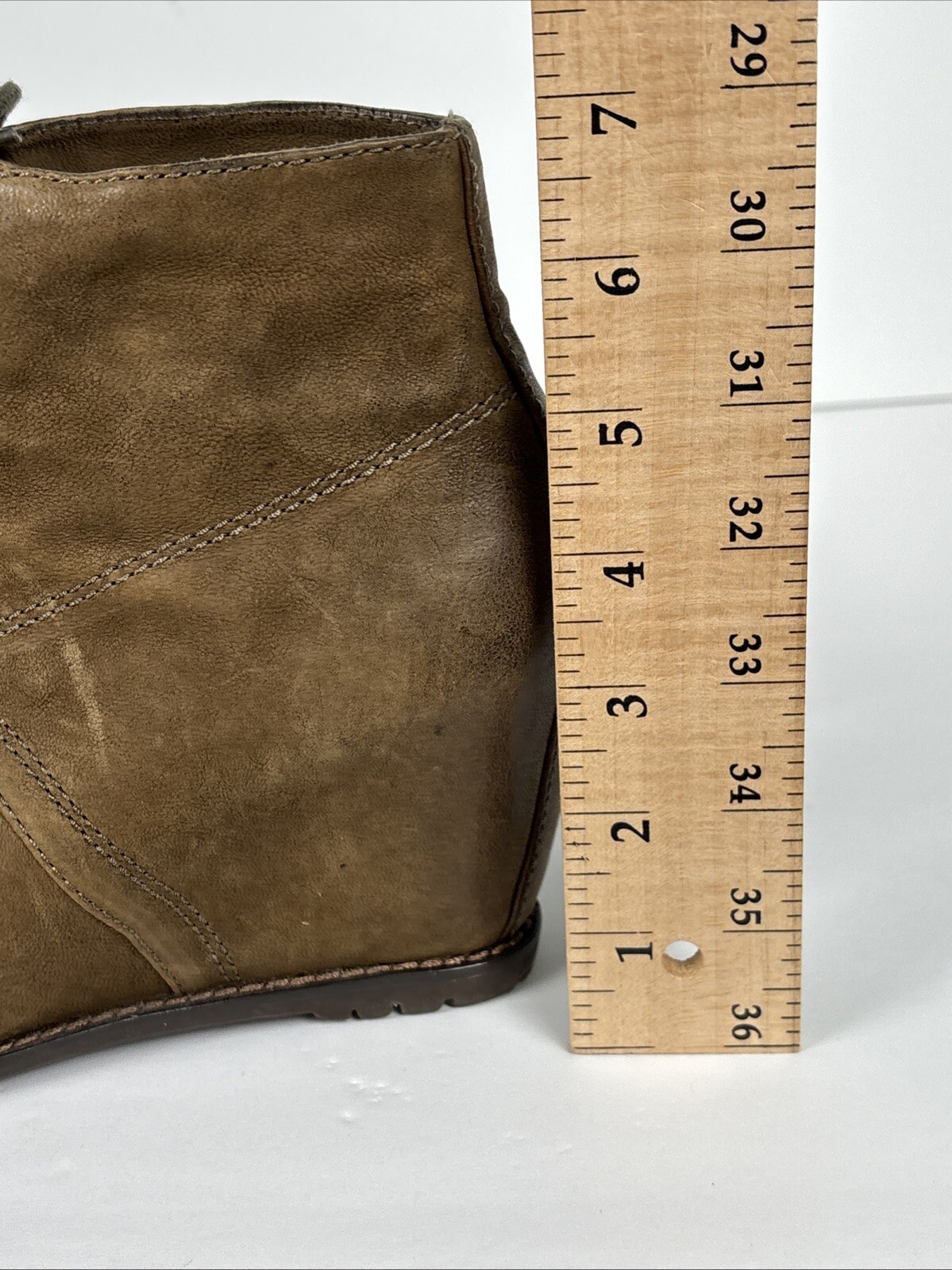 Trask Taupe Leather «Lia» Wedge Bootie Women’s Size 7.5