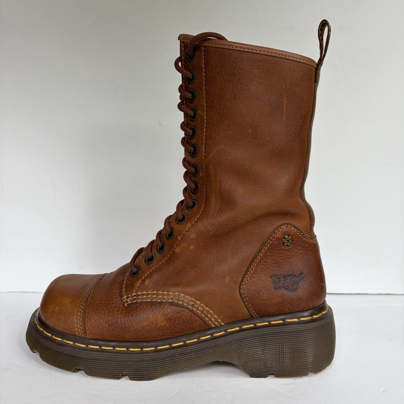 VTG Doc Martens Miranda Combat Boots Womens 8/8.5 Brown Lace Up Chunky Platform