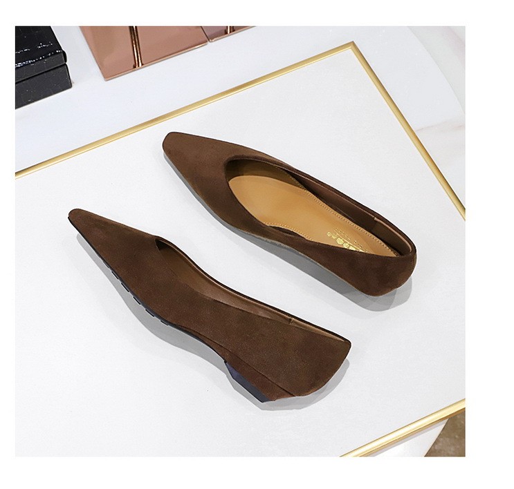 Women Burgundy Suede Pointed Toe Low Wedge Heel Slip On Office Casual Pumps