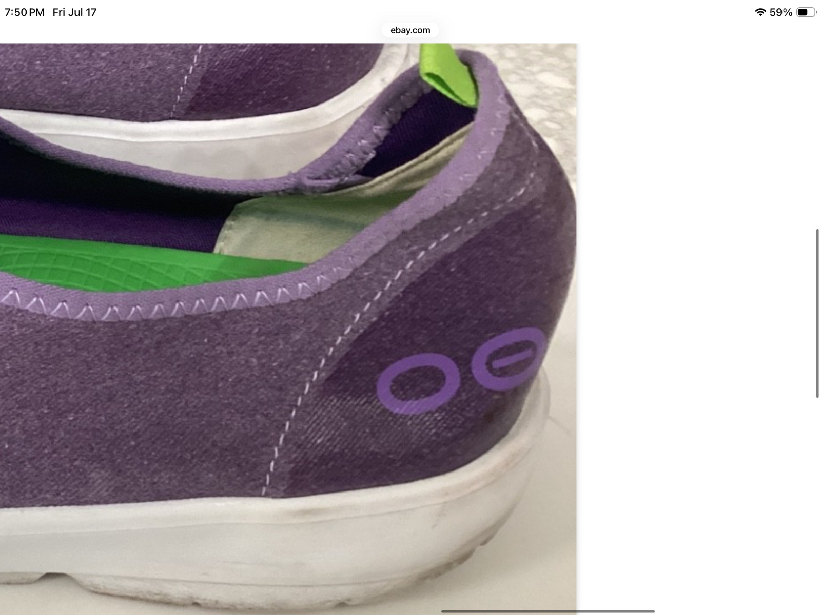 Oofos Oomg EeZee Low Recovery Sh purple Women’s Sz 10 EU 41